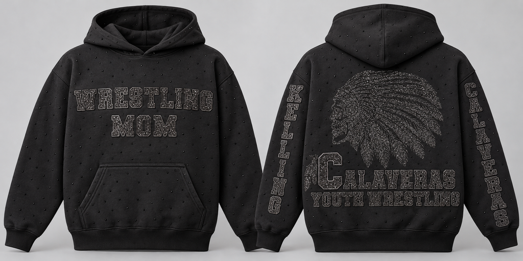 Wrestling mom rhinestone hoodie