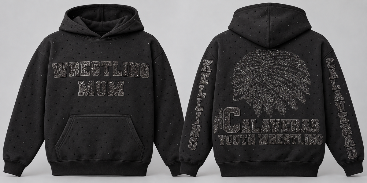 Wrestling mom rhinestone hoodie